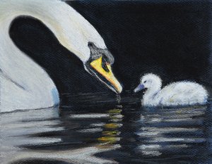 Podążaj za mamusią, 2020 (pastel) autorstwa Margo Starkey