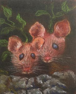 Dwie małe myszki, 2020 (pastel) autorstwa Margo Starkey