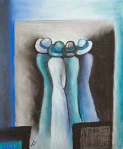 Szepczące damy, 2022 (pastel) autorstwa Margo Starkey