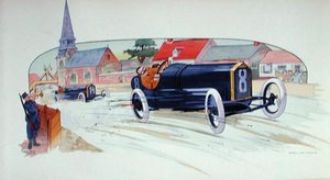 Samochód wyścigowy Peugeot w Grand Prix de France 1911 autorstwa Marguerite (fl.1909 14) Montaut