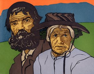 Para starych wieśniaków z Valais (Szwajcaria) autorstwa Marguerite Burnat Provins