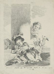 Dziecko i kot, 1778 autorstwa Marguerite Gerard