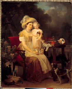 kobieta siedząca trzymająca dziewczynę na kolanach Obraz Marguerite Gerard (1761-1837) 1799 nd. 0,64x0,53m. Dijon, Muzeum Sztuk Pięknych.