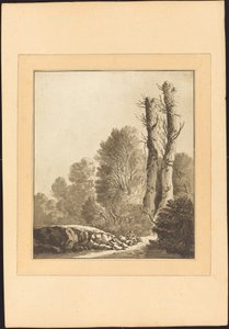 Krajobraz z dwoma drzewami autorstwa Maria Catharina Prestel after Herman Saftleven