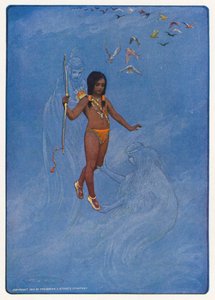 Ilustracja do książki "Hiawatha" Longfellowa (kolorowa litografia)