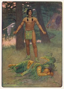 Ilustracja do książki "Hiawatha" Longfellowa (kolorowa litografia)