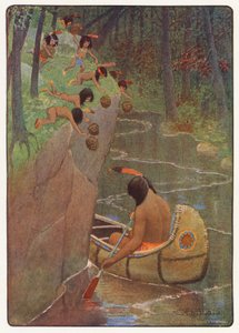 Ilustracja do książki "Hiawatha" Longfellowa (kolorowa litografia) autorstwa Maria Louise Kirk