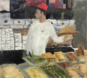 Turecki sprzedawca słodyczy, 2019 (olej na papierze)