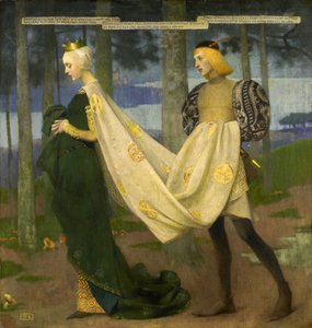 Królowa i Paź („Był sobie król” Heinrich Heine) par Stokes, Marianne (1855-1927). Olej na płótnie, format : 101x96,5, , Kolekcja prywatna