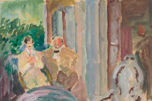 Sacharoff i Jawlensky na balkonie w St. Prex nad Jeziorem Genewskim autorstwa Marianne von Werefkin