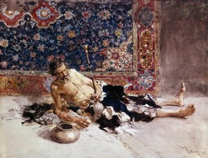 Palacz opium. Palacz opium. Obraz Mariano Fortuny y Marsal (1838-1874)