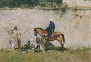 Orientalizm: marokańska rodzina nad wodą (Marokańczycy) - Obraz Mariano Fortuny (1838-1874)