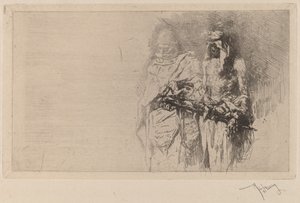 Croquis (dwie postacie arabskie) autorstwa Marià Fortuny