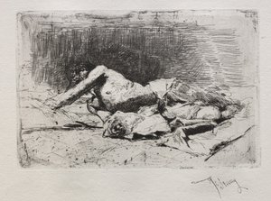 Człowiek toczący się brud. autorstwa Mariano José María Bernardo Fortuny y Carbó
