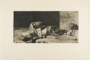 Arab oglądający ciało swojego przyjaciela autorstwa Mariano Fortuny y Marsal