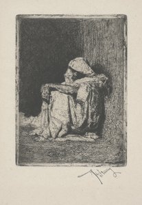 Siedzący Arab lub Arabski tyłek autorstwa Mariano José María Bernardo Fortuny y Carbó