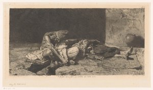 Arab czuwa nad martwym ciałem swojego przyjaciela Arabe veillant sur le corps de son ami (tytuł na obiekcie)