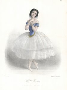 Włoska tancerka baletowa Amalia Ferraris w Ballet des Elfes w Operze Paryskiej, ok. 1860 (kolor lito)