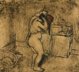 Catherine Nude Czesanie włosów; Katarzyna Nue Se Coiffant, 1895