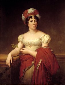 Portret Germaine Necker, baronowej Stael Holstein zwanej Madame de Stael (1766-1817), szwajcarskiej powieściopisarki i eseistki. Obraz Marie Eleonore Godefroid (1778-1849) autorstwa Marie Eleonore Godefroid