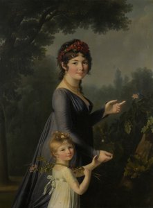 Portret Marie Geneviève Lemoine z córką Anne Aglaé Deluchi w parku.