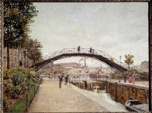 Kanał św. Marcina w Paryżu Obraz Firmina Girarda (1838-1921) XIX-wieczne słońce. 05x0,65 m Paryż, Muzeum Carnavalet