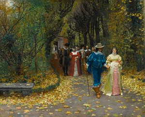 Francuski:  Les fiancés The Betrothed autorstwa Marie Francois Firmin Girard