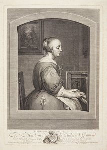 Holenderka gra na klawesynie, widziana przez okno autorstwa Marie Louise Adélaïde Boizot