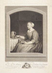 Holenderka jedząca śniadanie, widziana przez okno autorstwa Marie Louise Adélaïde Boizot