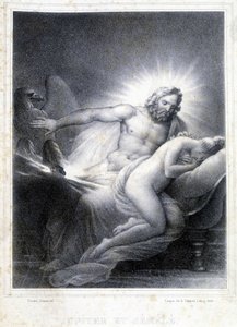 Jowisz i Semelee. Litografia wykonana przez Coupin de Couprie w 1826 roku. autorstwa Marie Philippe Coupin de la Couperin