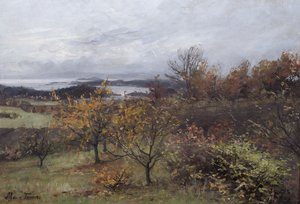 Jesień, Nesbyen (olej na płótnie) autorstwa Marie Tannæs
