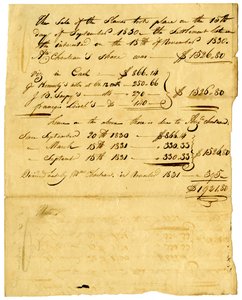 Dokument dotyczący sprzedaży niewolników i akcji przychodzący do różnych osób, listopad 1831 autorstwa Marie Therese Cerre Chouteau