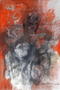 Redroses, 2023 (mieszane media na papierze)