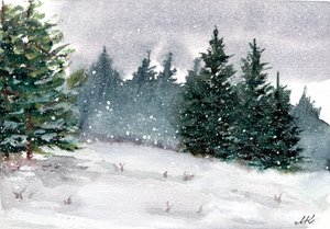 Śnieżny zimowy las