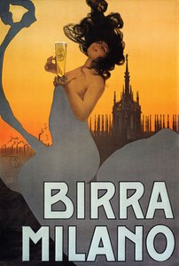 Plakat reklamujący Birra Milano, Włochy, ok. 1900 (kolor lito)