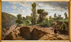 Pejzaż z jadącymi Garibaldianami (olej na płótnie) autorstwa Mario Di Scovolo