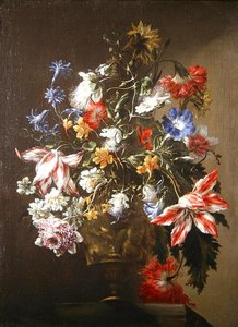 Martwa natura z kwiatów w wazonie (olej na płótnie) autorstwa Mario dei  Fiori