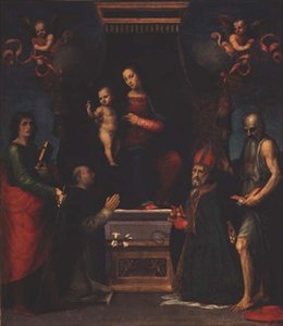 Madonna z Dzieciątkiem ze św. Julianem, św. Dominikiem, św. Mikołajem z Bari i św. Hieronima autorstwa Mariotto Albertinelli