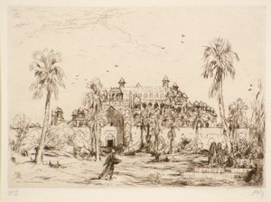 Bez tytułu [Pałac w Afryce Północnej] (akwaforta) autorstwa Marius Alexander Jacques Bauer