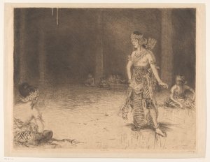 Wayang Wong (oryginalny tytuł na obiekcie) Indian Tribute z okazji Srebrnego Wesela Królowej H.M. (oryginalny tytuł serii na obiekcie) autorstwa Marius Bauer (signed by artist)