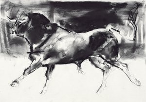 Black Bull (węgiel na papierze) autorstwa Mark Adlington