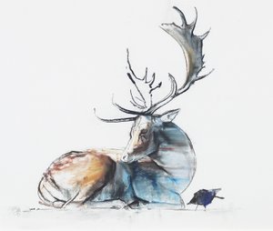 Buck i Bird, 2006 (węgiel i conte na papierze)