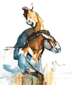 Paleolit (Przewalski), 2013 (tusz Sennelier, akwarela i gwasz) autorstwa Mark Adlington