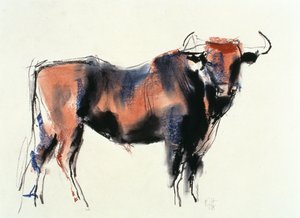 Red Bull, 1998 (grafit, conte i węgiel na papierze) autorstwa Mark Adlington
