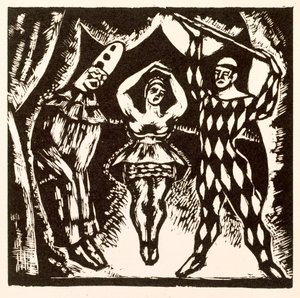 Arlekinada, drzeworyt Rogera Fry autorstwa Mark Gertler