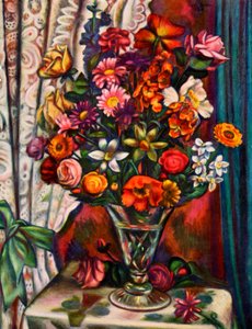 Martwa natura z kwiatami w srebrnym wazonie, 1930. autorstwa Mark Gertler