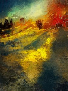 Zimowe popołudnie w opactwie Calke, 2016 (mixed media)