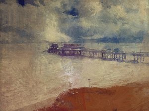 Srebrny pejzaż morski - Cromer Pier, Norfolk (mieszane media) autorstwa Mark Gordon