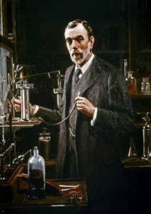 Sir William Ramsay w swoim laboratorium autorstwa Mark Richard Milbanke