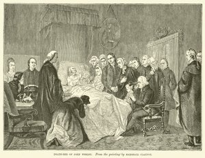 Łoże śmierci Johna Wesleya (rycina) autorstwa Marshall (after) Claxton